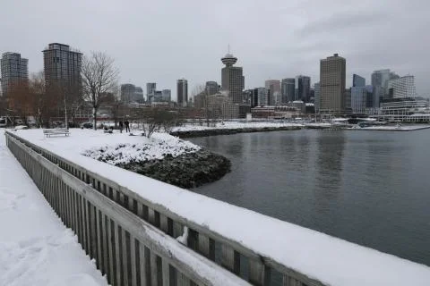 The city of Vancouver cover with snow Stock Photos