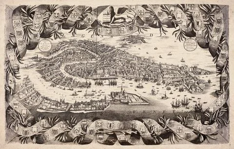City of Venice, Map from 1693 Ilustración de archivo