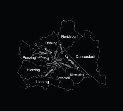 City Vienna map vector silhouette illustration isolated on black イラスト素材