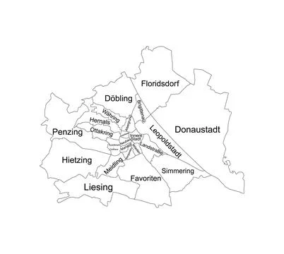 City Vienna map vector silhouette illustration isolated on white 스톡 일러스트