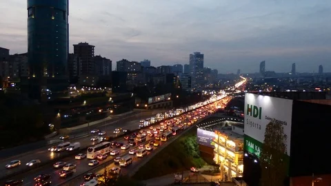 City View above Highway - Traffic lights Stock Footage 123765402