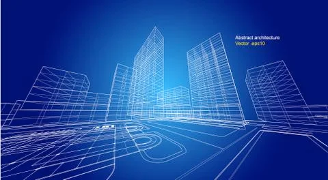 City view, architecture abstract, 3d illustration vector Stock Illustration