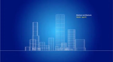 City view, architecture abstract, 3d illustration vector Stock Illustration