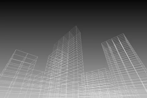 City view, architecture abstract, 3d illustration vector Stock Illustration