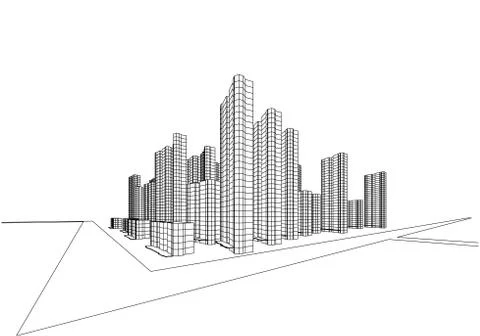 City view, architecture abstract, 3d illustration vector Illustrazione stock