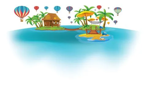 City view from beach Illustrazione stock