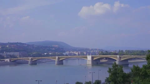 A city view of Budapest - river and a bridge Stock Footage 56937589