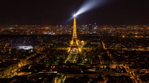 City view with the Eiffel Tower in the distance, Paris, France - Time lapse Stock Footage 54125775