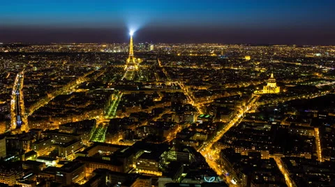City view with the Eiffel Tower in the distance, Paris, France - Time lapse Stock Footage 54125807