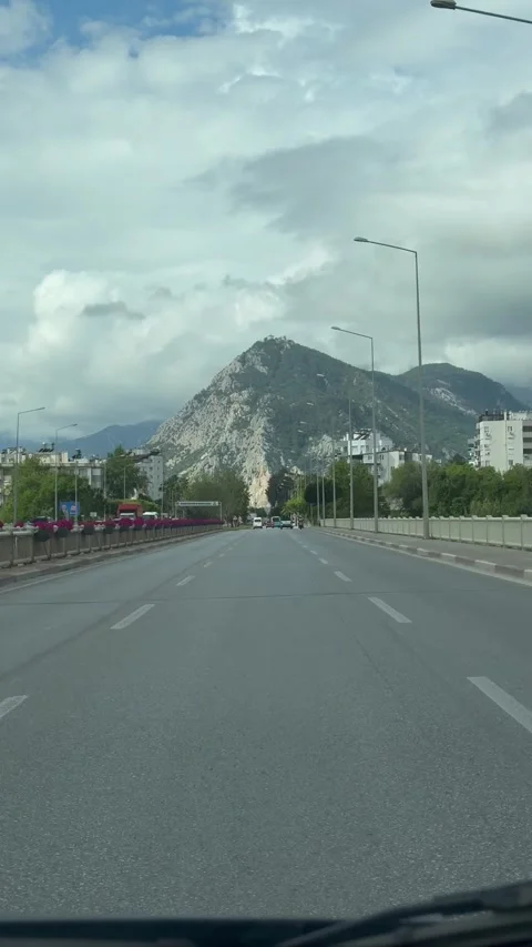 City view from front window car Stock Footage 309822043