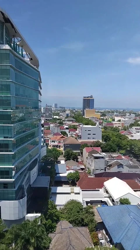 City view from hotel room Stock Footage 342023946