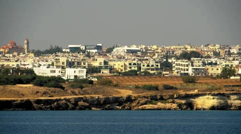 City view from the Mediterranean Sea Stock Footage