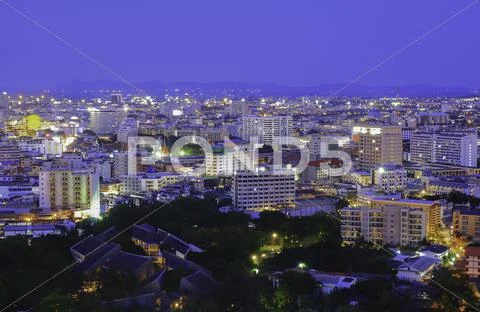 This city view at night, thailand pattaya. Stock Photos