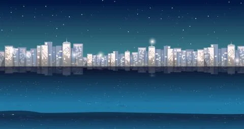 City view at night time Stock Illustration