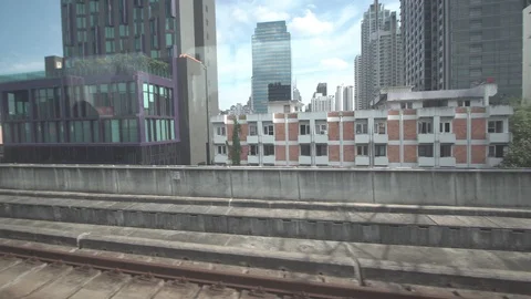 The city view out of the window of a moving train Video stock 115620948