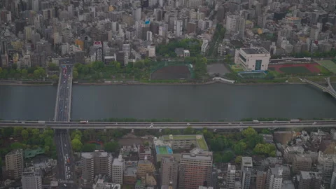 City view with River from Tokyo Skytree Video stock 276890526