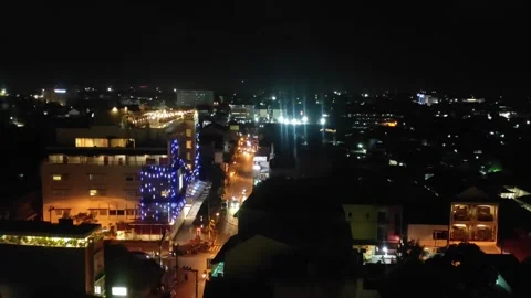 City ​​view from the rooftop at night Stock Footage 277747594