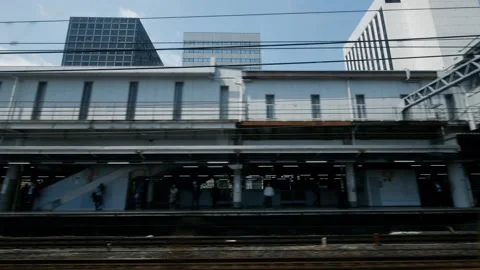 City view from Shinkansen train window Video stock 132136435