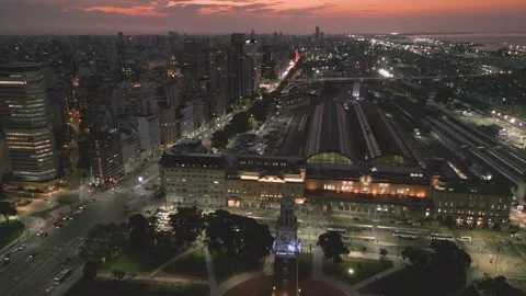 City view at sunset with lights turning on in Buenos Aires 스톡 동영상 334710481