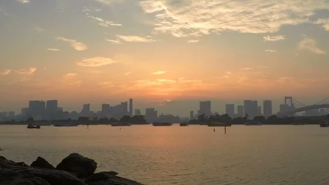 City view at sunset time lapse Stock Footage 100874347