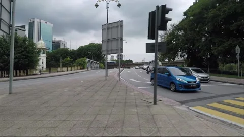 City view through vehicle window, side vehicle shot, Kuala Lumpur, Malaysia Stock Footage 148338634