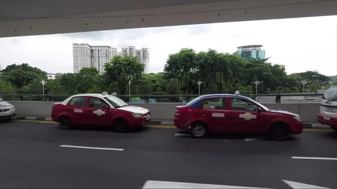 City view through vehicle window, Kuala Lumpur, Malaysia Stock Footage 148370014