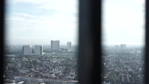 City ​​view from the top of the building window Stock Footage 259787139