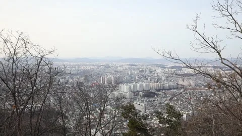 City view of top of the mountain Stock Footage 303882490