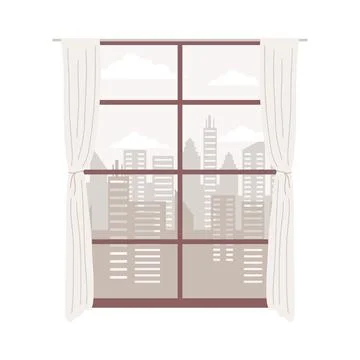 City view in window Ilustración de archivo