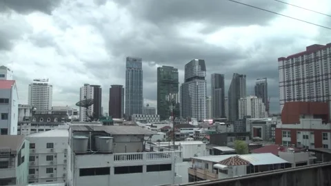The city view from the window of a moving train. Stock Footage 250416644