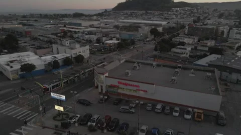 City Walgreens with train in background Stock Footage 246506688
