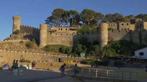 City walls in Tossa de Mar, Spain Stock Footage