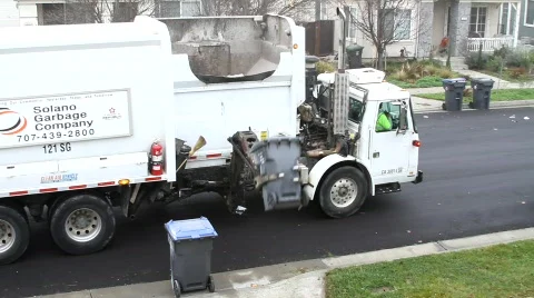 City Waste Garbage Truck Stock Footage
