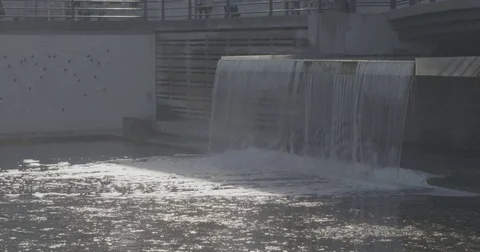City waterfall in the sunset Stock Footage 78028140