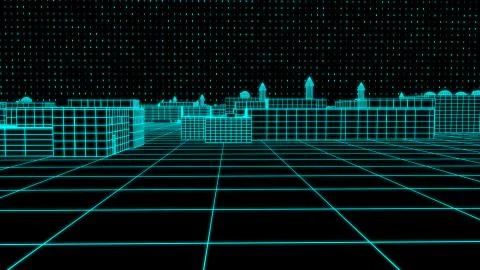 City Wireframe Technology Stock Illustration