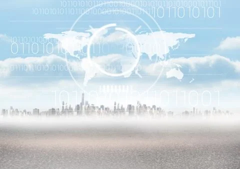 City with world map Stock Illustration