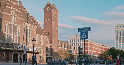 Cityscape 8K View of Historic Architecture and Pedestrians Stock-Footage 343727142