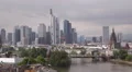 Cityscape Aerial View Frankfurt Skyline Financial Center Germany Corporate Tower HD Footage
