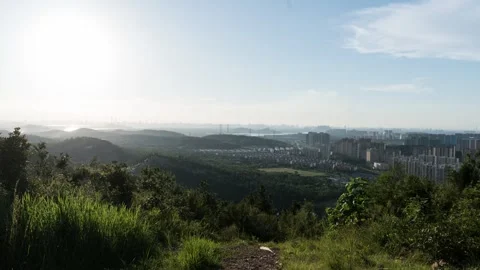 Cityscape and Clouds View From Mountain Top Time-lapse Stock Footage 326667999