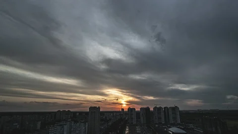 Cityscape and sunset background Video stock 143211979