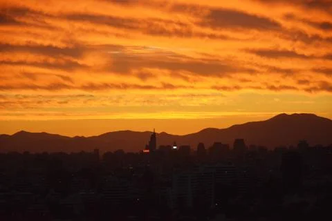 Cityscape and sunset clouds Stock-Fotos