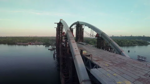 CityScape With Arch Bridge Under Construstion Video stock 229265952