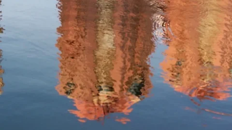 Cityscape architecture - skyscraper reflection in lake water Stock Footage 78888427