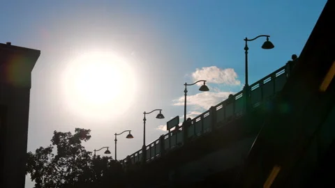 Cityscape of around the elevated subway railway track in The Bronx, New York. Stock-Footage 219961271