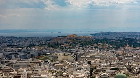 Cityscape of Athens with acropolis Stock Footage 112621411