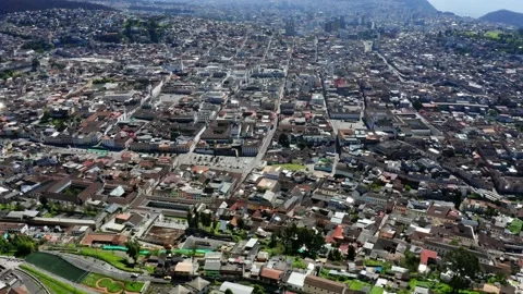 Cityscape background, aerial view over Quito, a large city Stock Footage 155299970