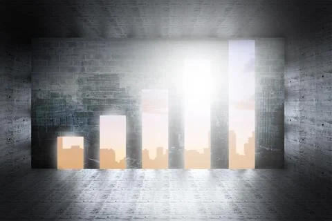 Cityscape background in graph shape Stock Photos