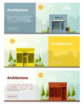 Cityscape background  shops and stores banner Stock Illustration