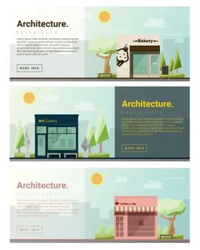 Cityscape background  shops and stores banner Stock Illustration