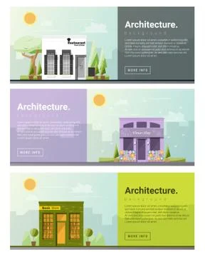 Cityscape background  shops and stores banner Stock Illustration